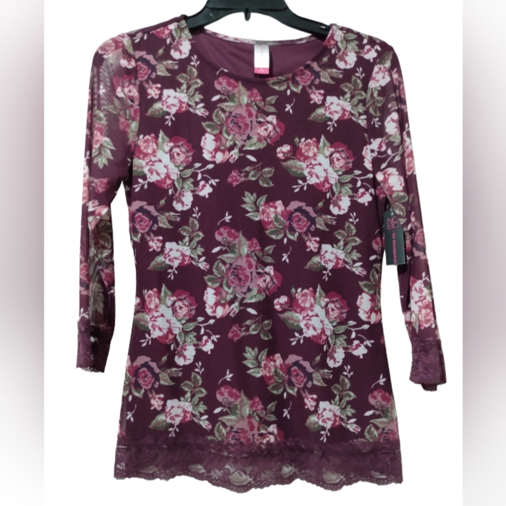 No Boundaries Plum Mesh Top